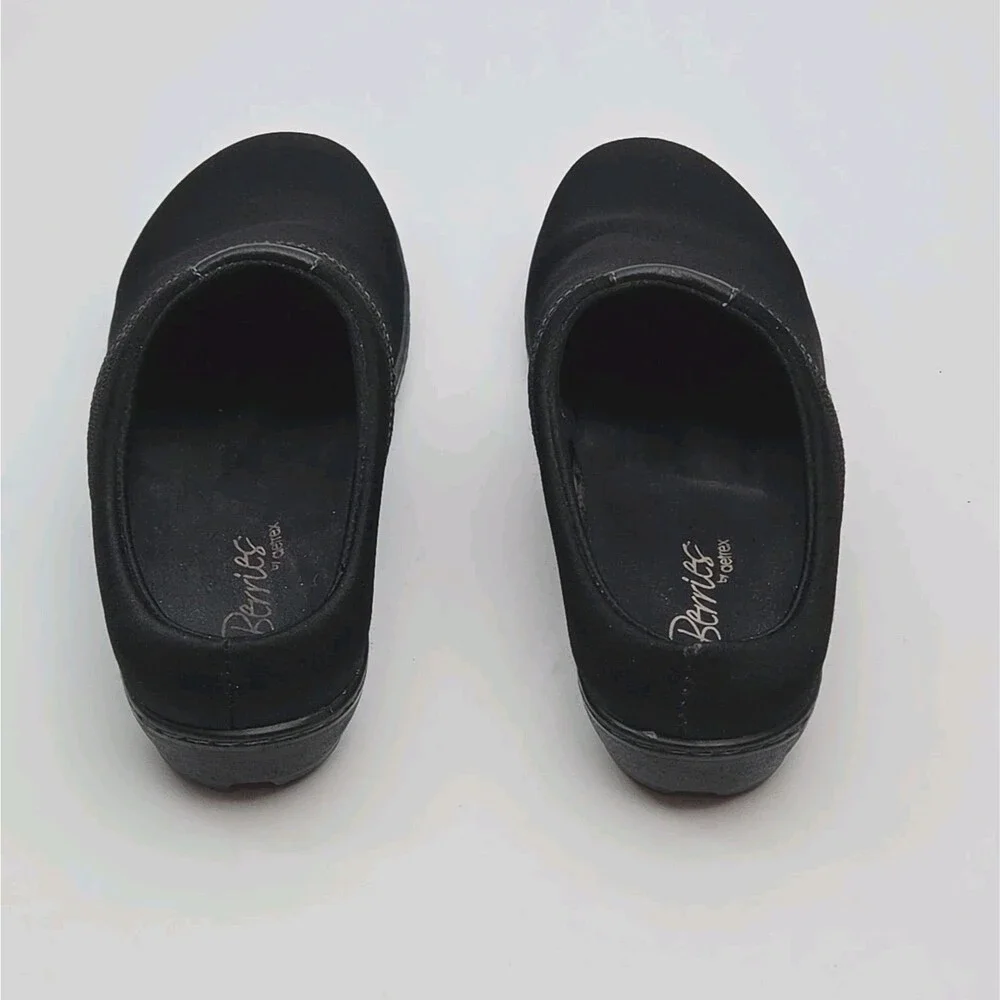 Aetrex Berries Shoe Clog Mule Women Sz 10 Black Fabric Slip-On Comfort